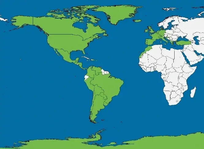 Map showing the countries that we have traveled to.